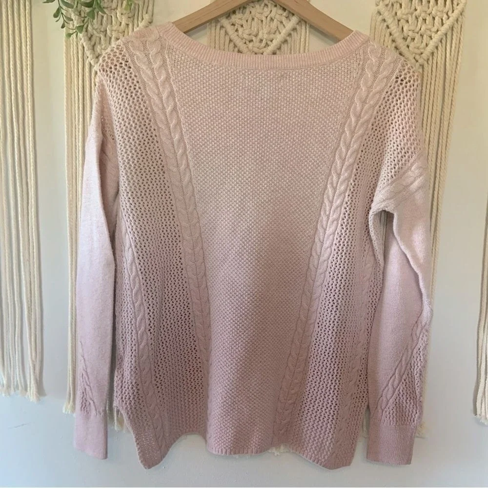 AMERICAN EAGLE Women's Two Toned Ombré Open Knit Sweater Pink Size Small